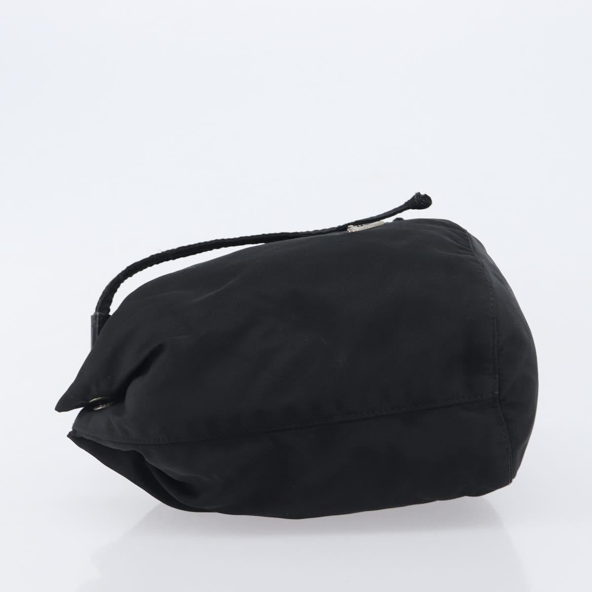 PRADA Purse Pouch Nylon Black Silver Auth 205450A
