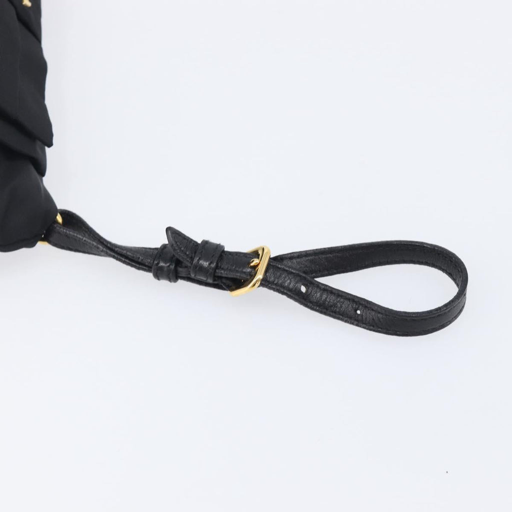PRADA Pouch Nylon Black Gold Auth 205459V