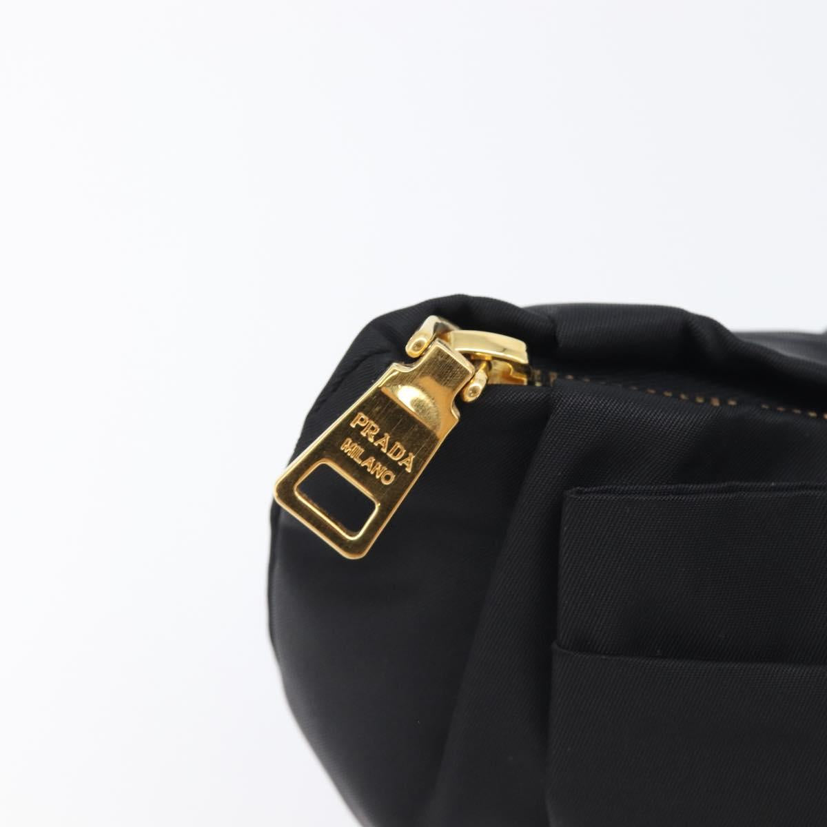 PRADA Pouch Nylon Black Gold Auth 205459V