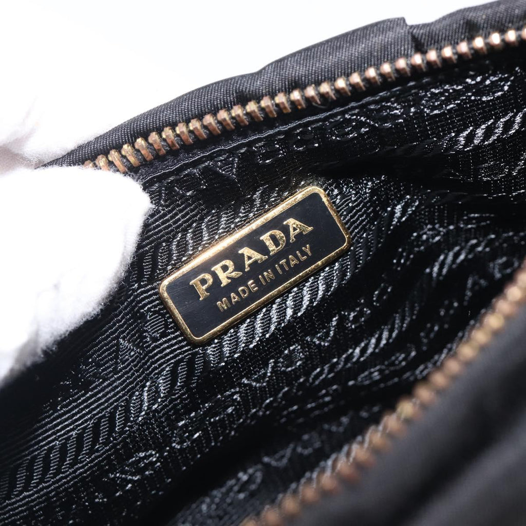 PRADA Pouch Nylon Black Gold Auth 205459V