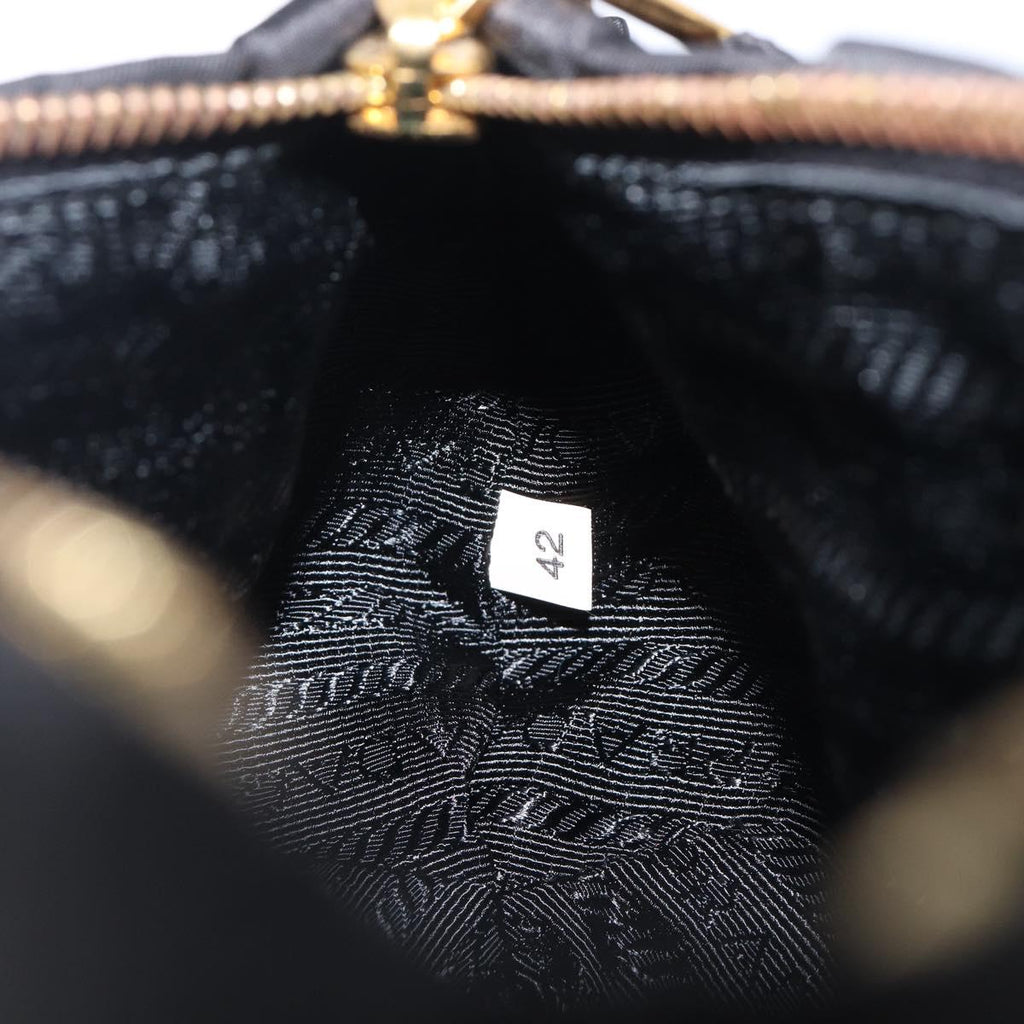 PRADA Pouch Nylon Black Gold Auth 205459V