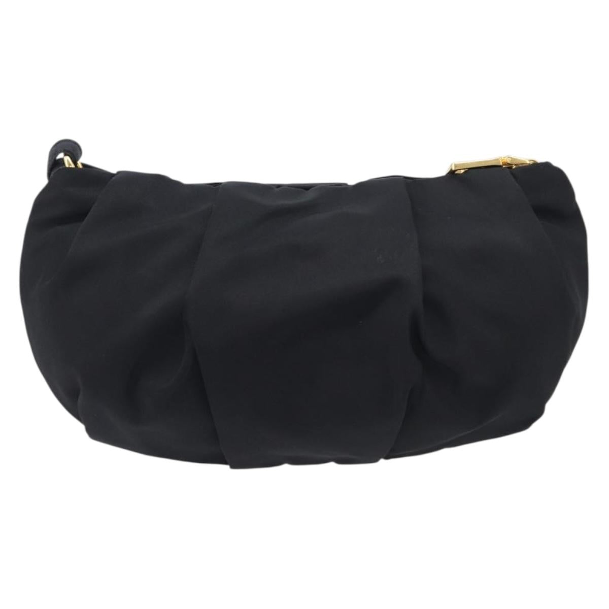 PRADA Pouch Nylon Black Gold Auth 205459V