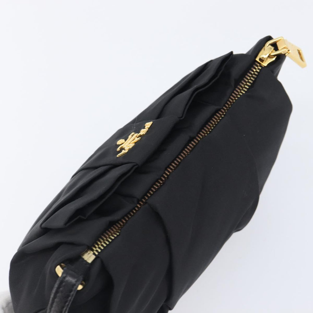 PRADA Pouch Nylon Black Gold Auth 205459V