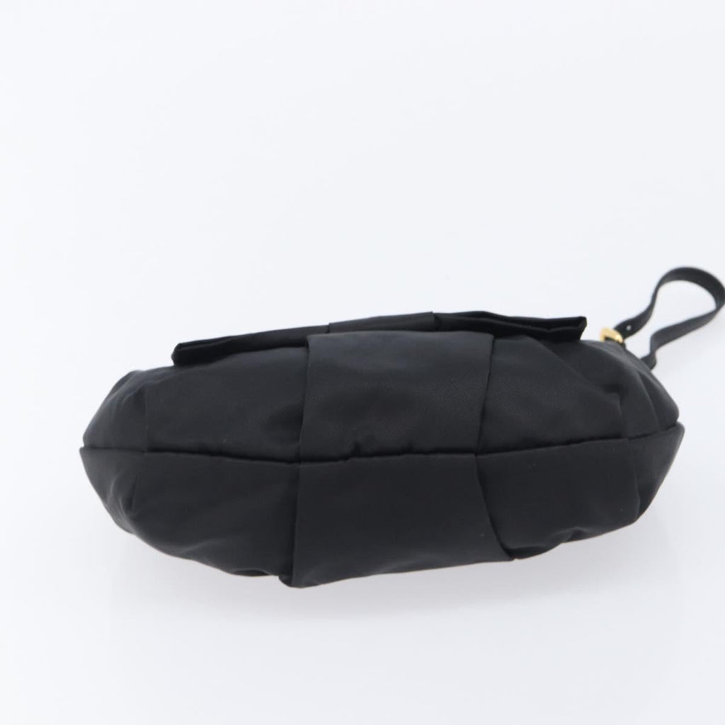 PRADA Pouch Nylon Black Gold Auth 205459V