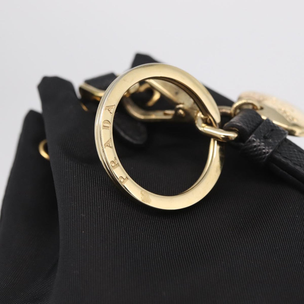 PRADA Pouch Nylon Black Gold Auth 205862M