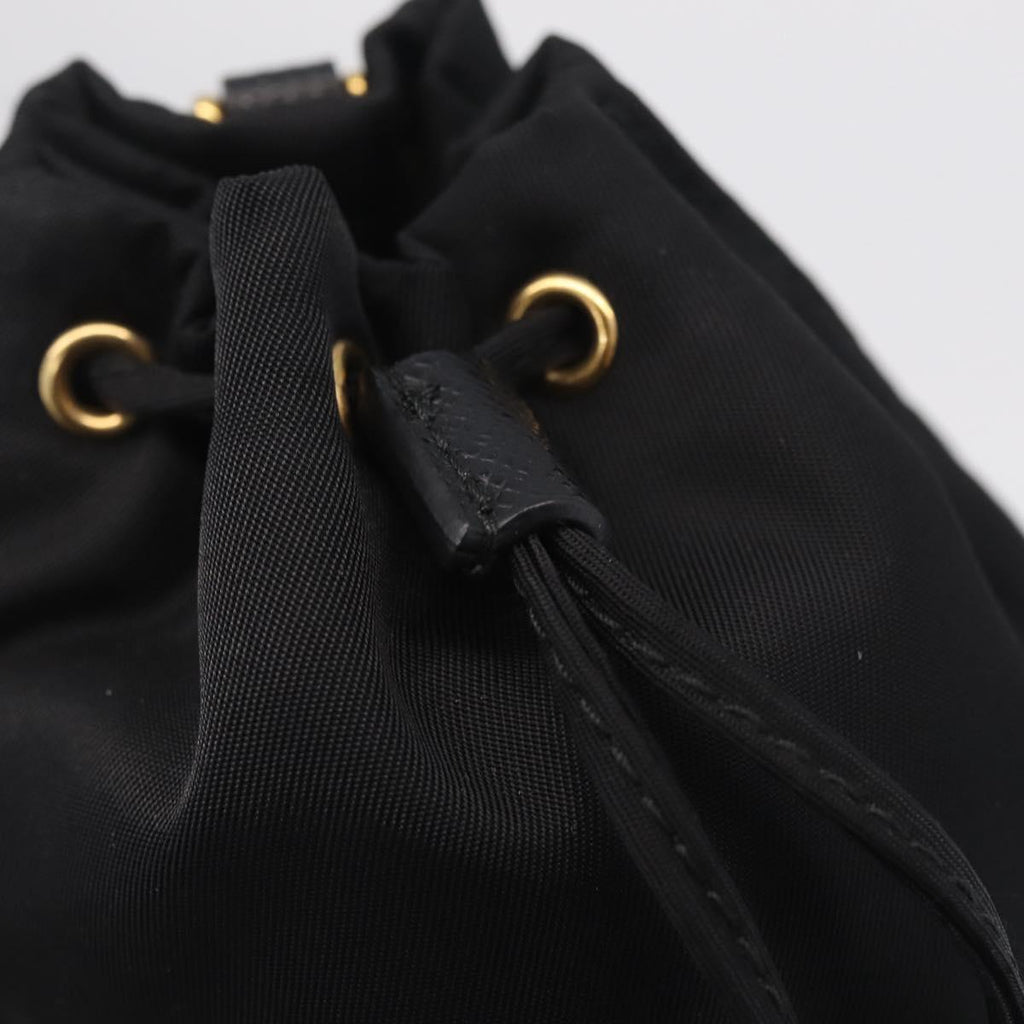 PRADA Pouch Nylon Black Gold Auth 205862M
