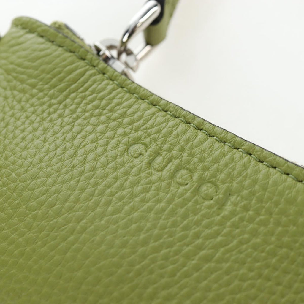 GUCCI Web Sherry Line Mini Shoulder Bag Leather Green Silver 821831 Auth 205894V