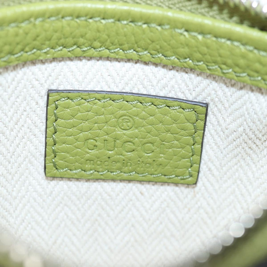 GUCCI Web Sherry Line Mini Shoulder Bag Leather Green Silver 821831 Auth 205894V