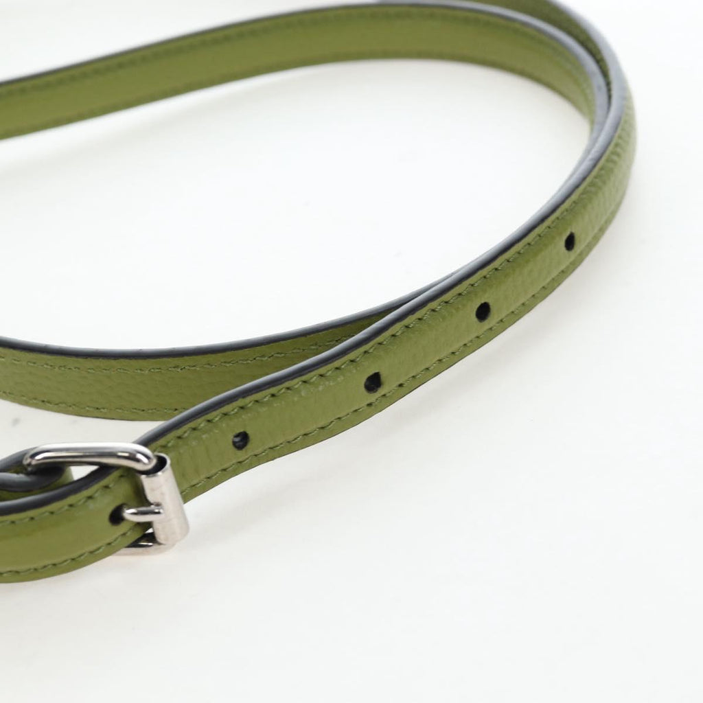 GUCCI Web Sherry Line Mini Shoulder Bag Leather Green Silver 821831 Auth 205894V