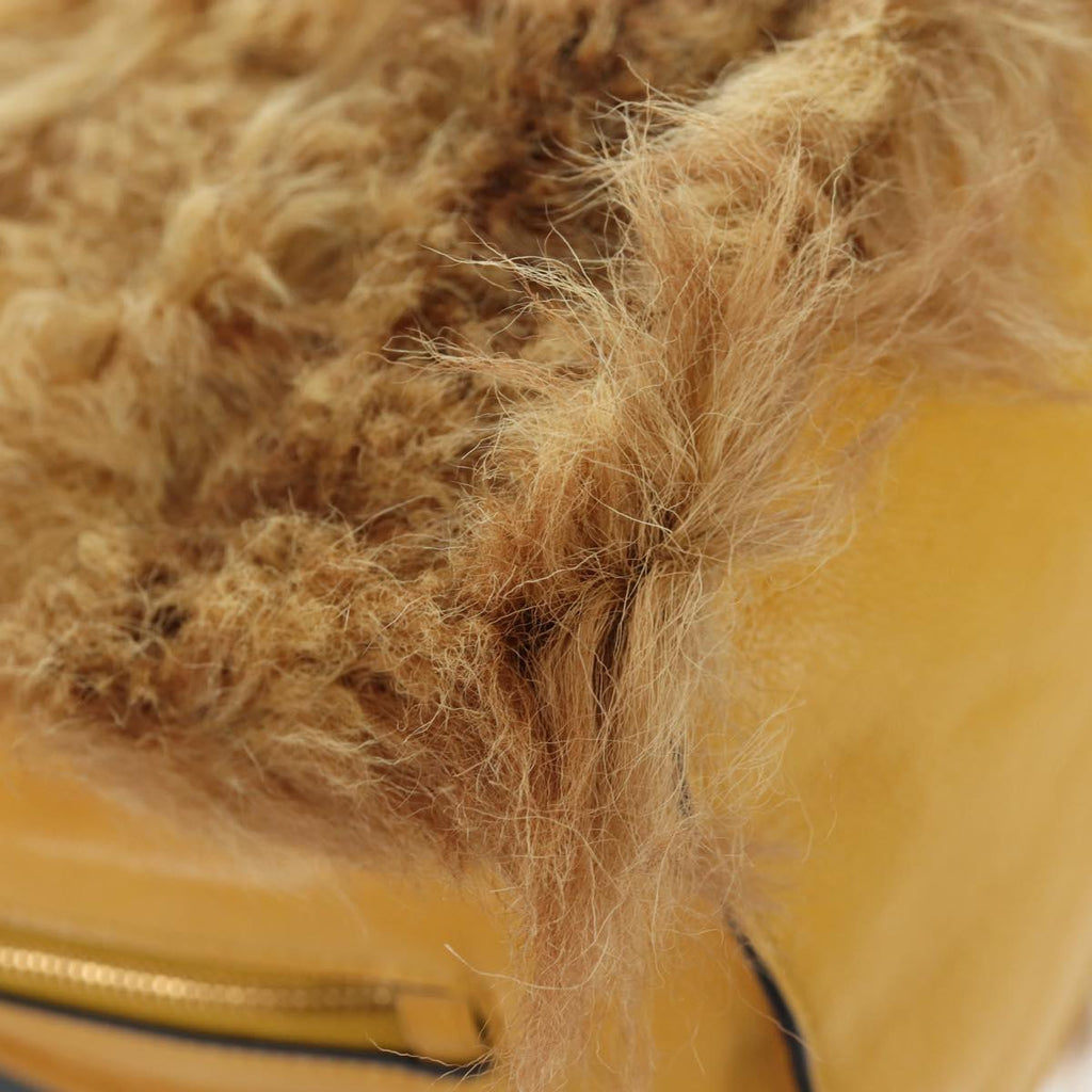 PRADA Shoulder Bag Fur 2way Yellow Gold Auth 205953M
