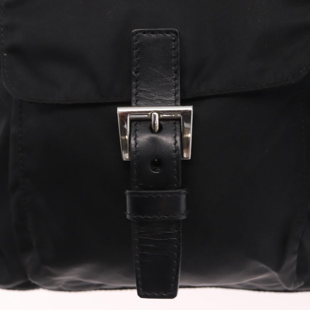 PRADA Tote Bag Nylon Black Silver Auth 206115V