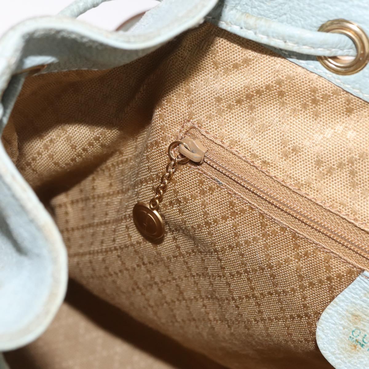 GUCCI Bamboo Backpack Leather Light Blue Gold 003 2058 0016 Auth 206231