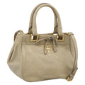 PRADA Hand Bag Leather 2way Beige Gold Auth 206241A