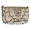 GUCCI Shoulder Bag Velor Beige Silver 001 3829 Auth 206290A