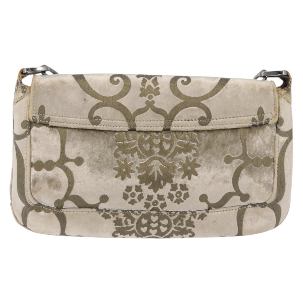 GUCCI Shoulder Bag Velor Beige Silver 001 3829 Auth 206290A