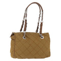 PRADA Chain Tote Bag Nylon Brown Silver Auth 206291