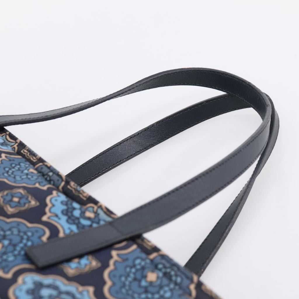 PRADA Tote Bag Nylon 2way Navy Gold Auth 206331A