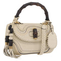 GUCCI New Bamboo Hand Bag Leather 2way Ivory Gold 263970 Auth 206395M