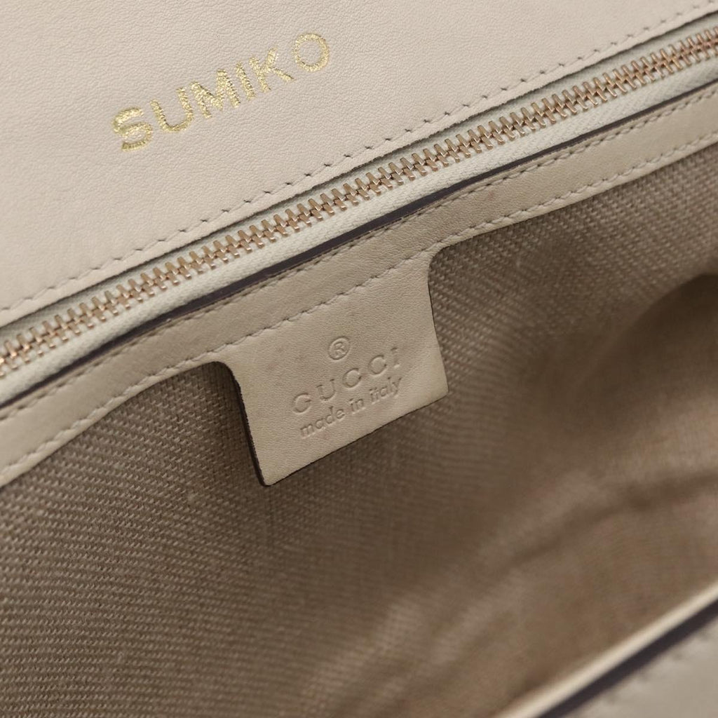 GUCCI New Bamboo Hand Bag Leather 2way Ivory Gold 263970 Auth 206395M