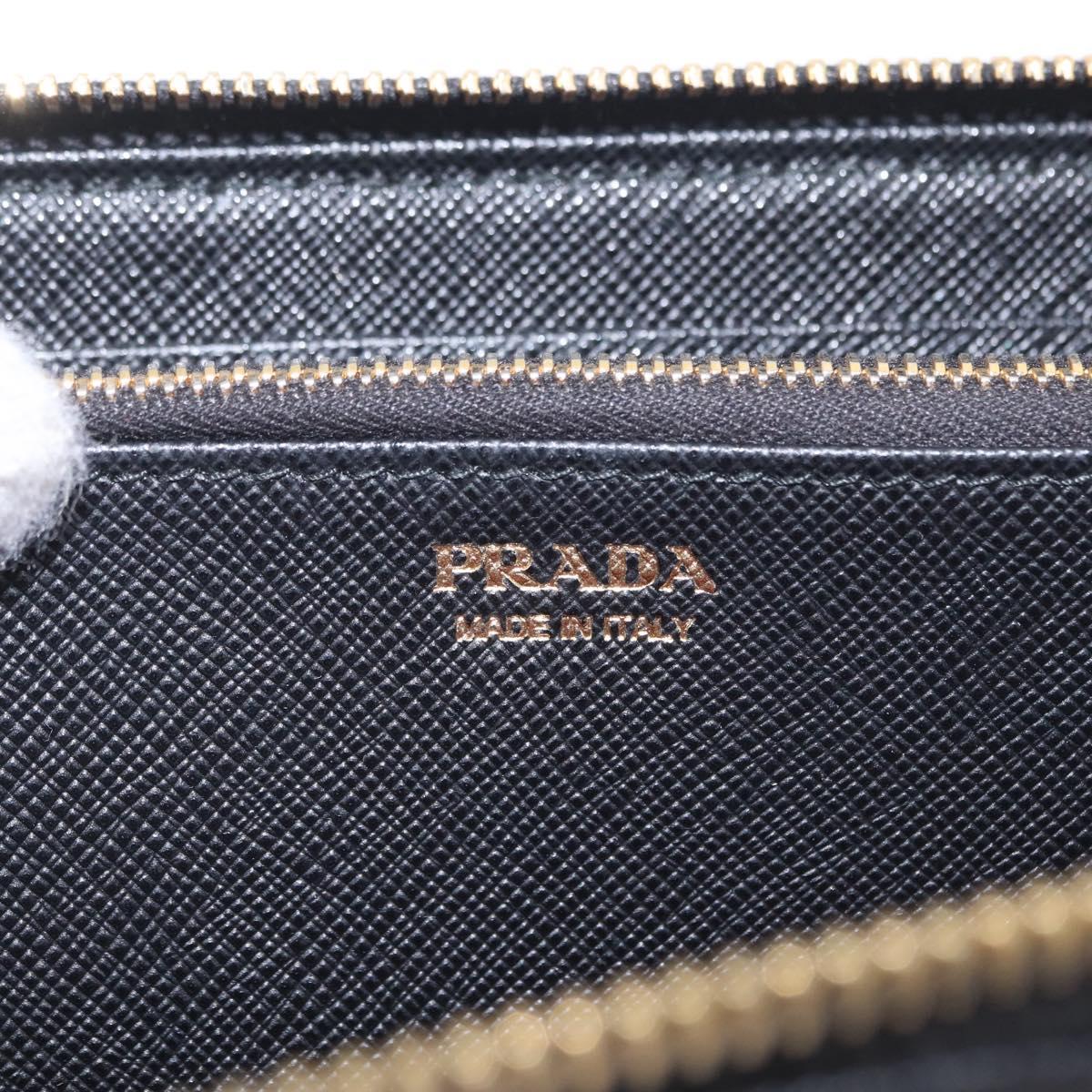 PRADA Long Wallet Safiano Leather Black Gold Auth 206459