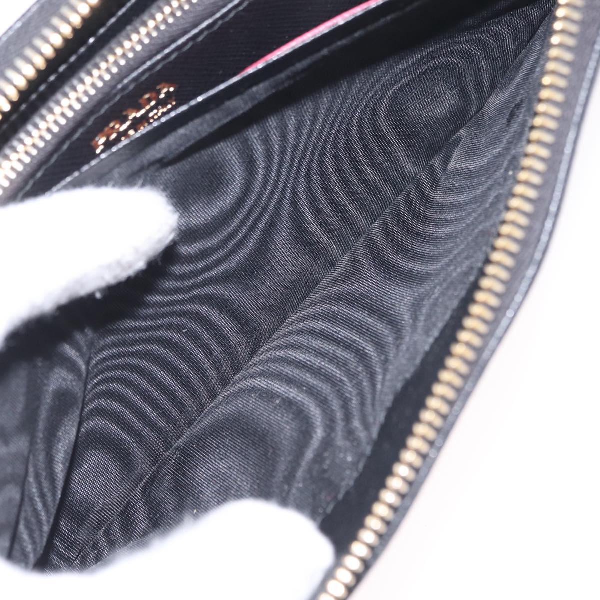 PRADA Long Wallet Safiano Leather Black Gold Auth 206459