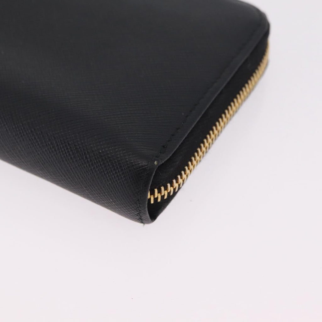 PRADA Long Wallet Safiano Leather Black Gold Auth 206459