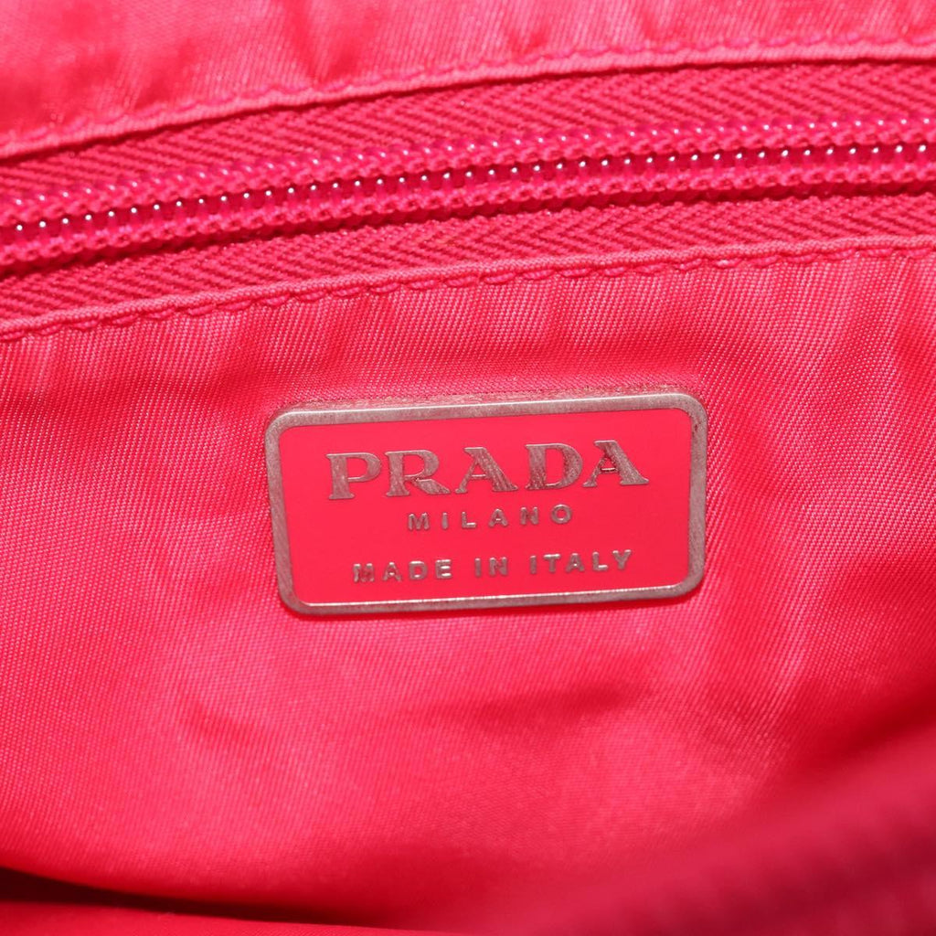 PRADA Hand Bag Nylon Pink Silver Auth 206488