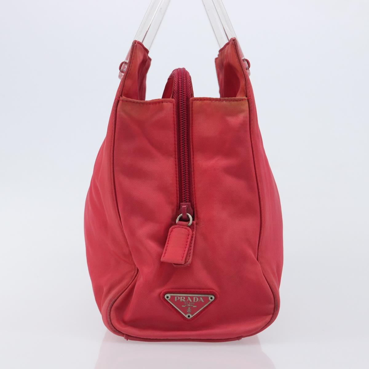 PRADA Hand Bag Nylon Pink Silver Auth 206488