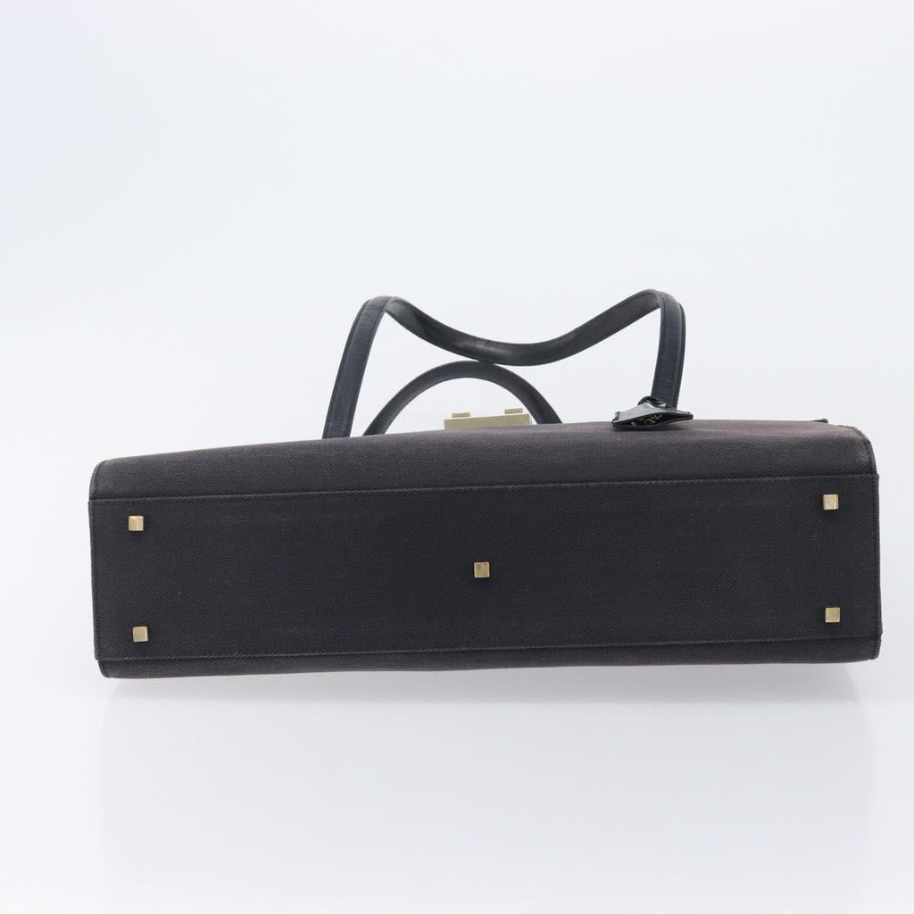 GUCCI Hand Bag Canvas Black Gold 001 4218 Auth 206491