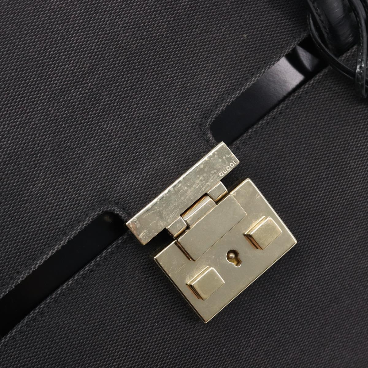 GUCCI Hand Bag Canvas Black Gold 001 4218 Auth 206491