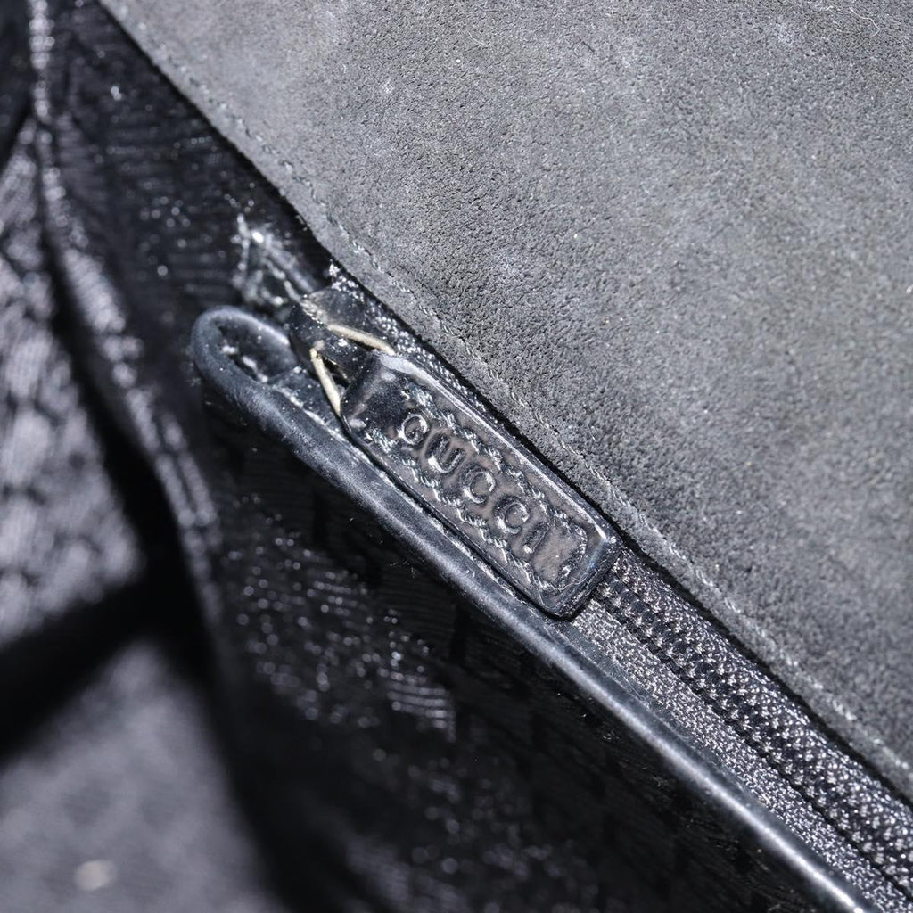 GUCCI Hand Bag Canvas Black Gold 001 4218 Auth 206491