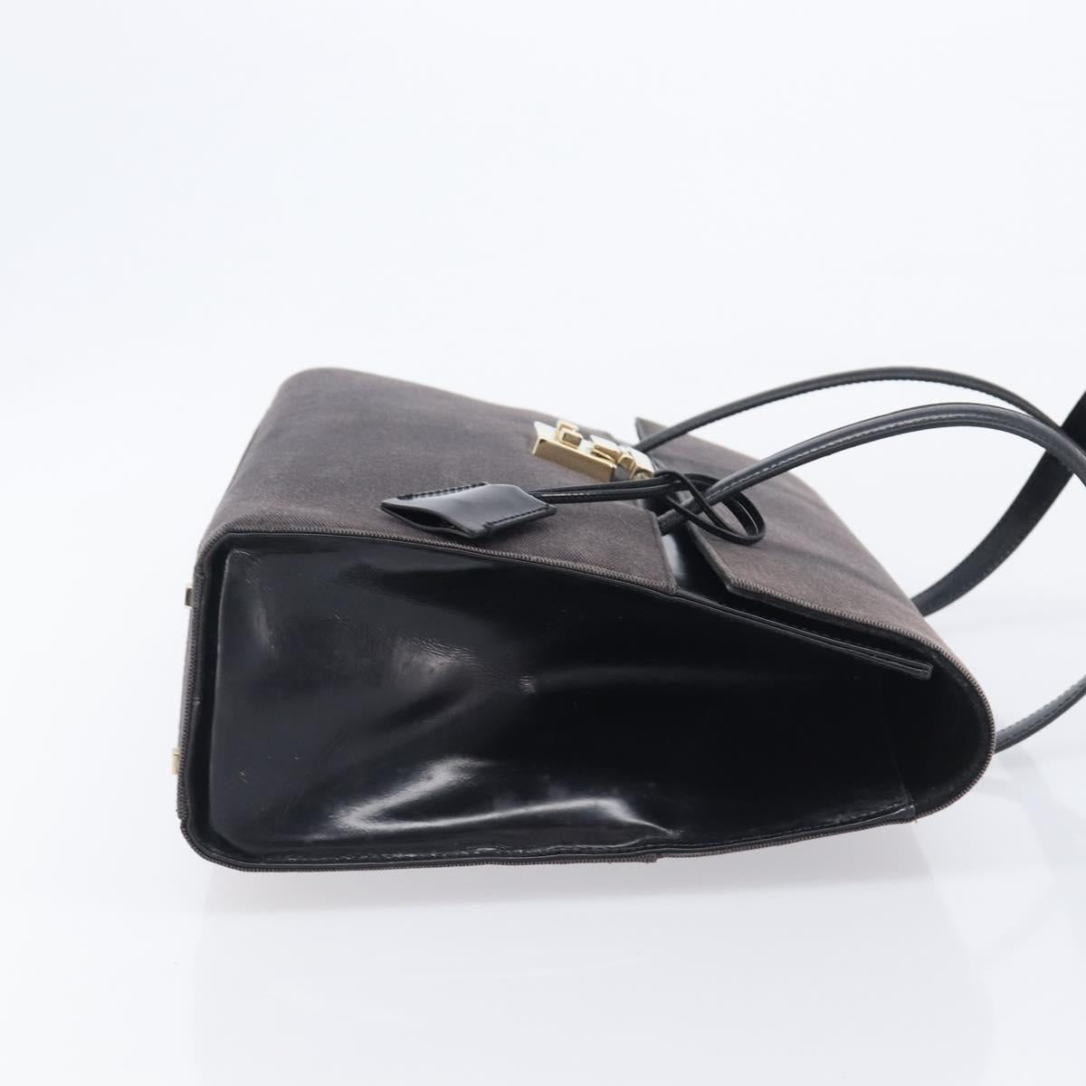 GUCCI Hand Bag Canvas Black Gold 001 4218 Auth 206491