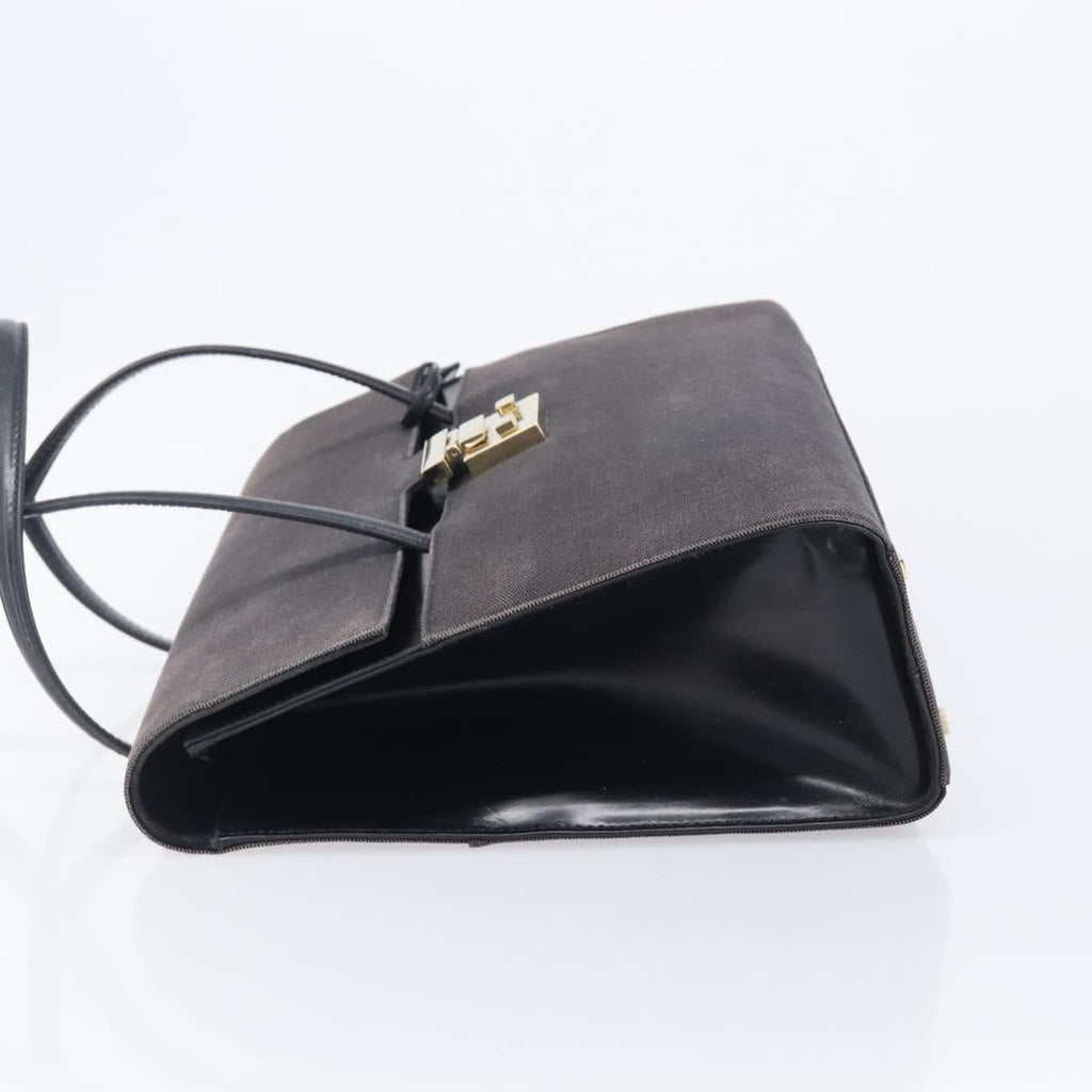 GUCCI Hand Bag Canvas Black Gold 001 4218 Auth 206491