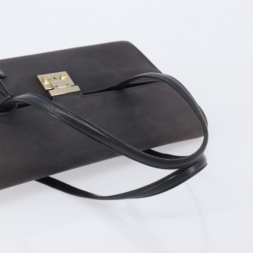 GUCCI Hand Bag Canvas Black Gold 001 4218 Auth 206491