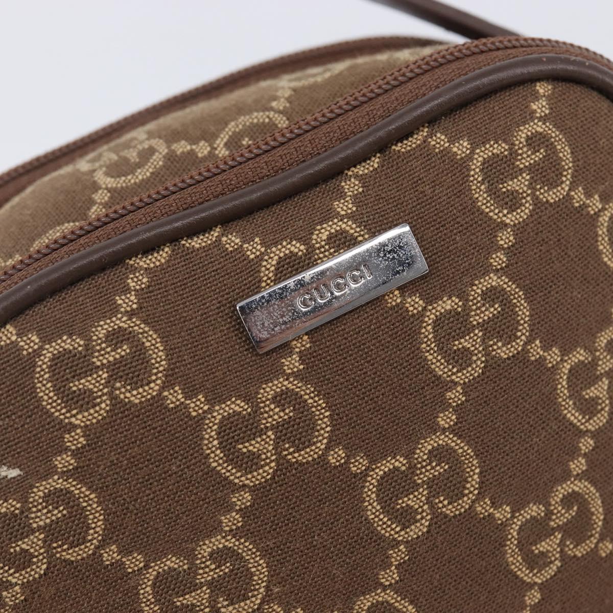 GUCCI GG Canvas Pouch Brown Silver Auth 206495