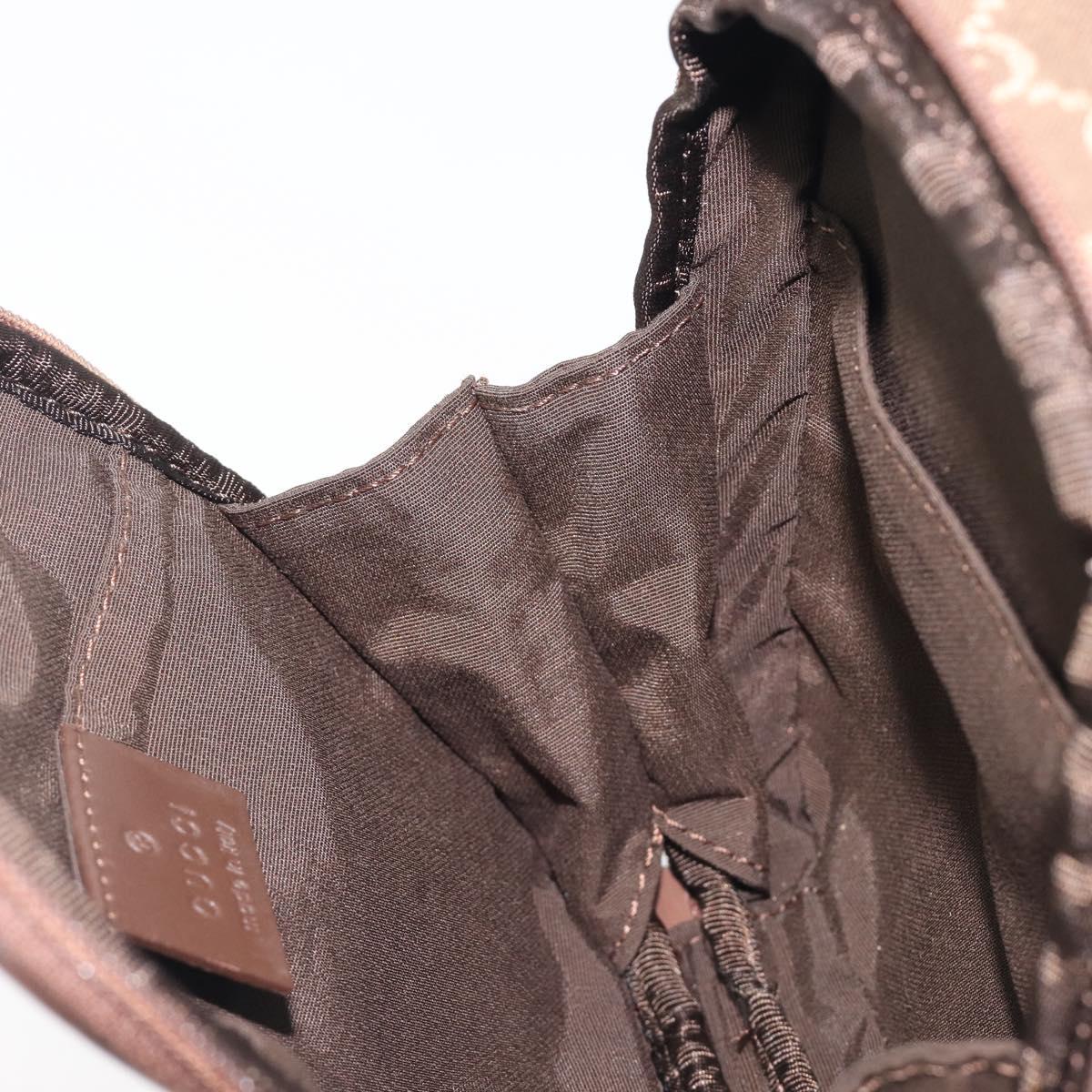 GUCCI GG Canvas Pouch Brown Silver Auth 206495