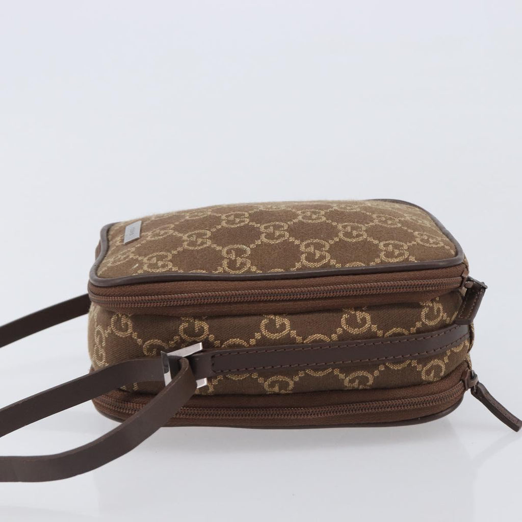 GUCCI GG Canvas Pouch Brown Silver Auth 206495
