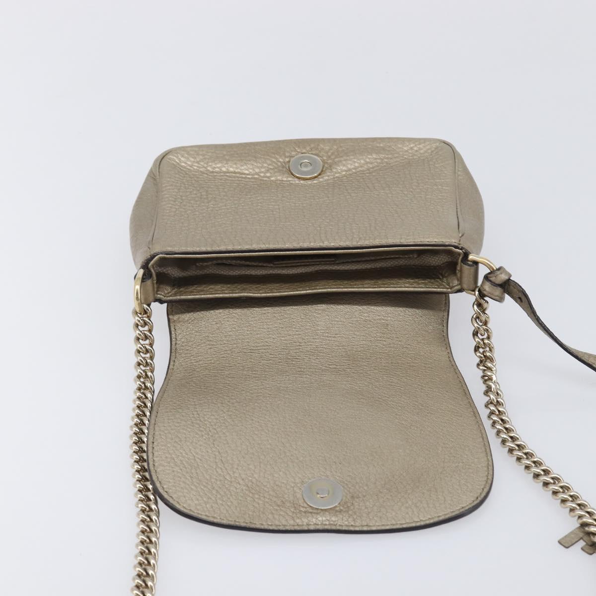 GUCCI Soho Chain Shoulder Bag Leather Gold 323190 Auth 206523A