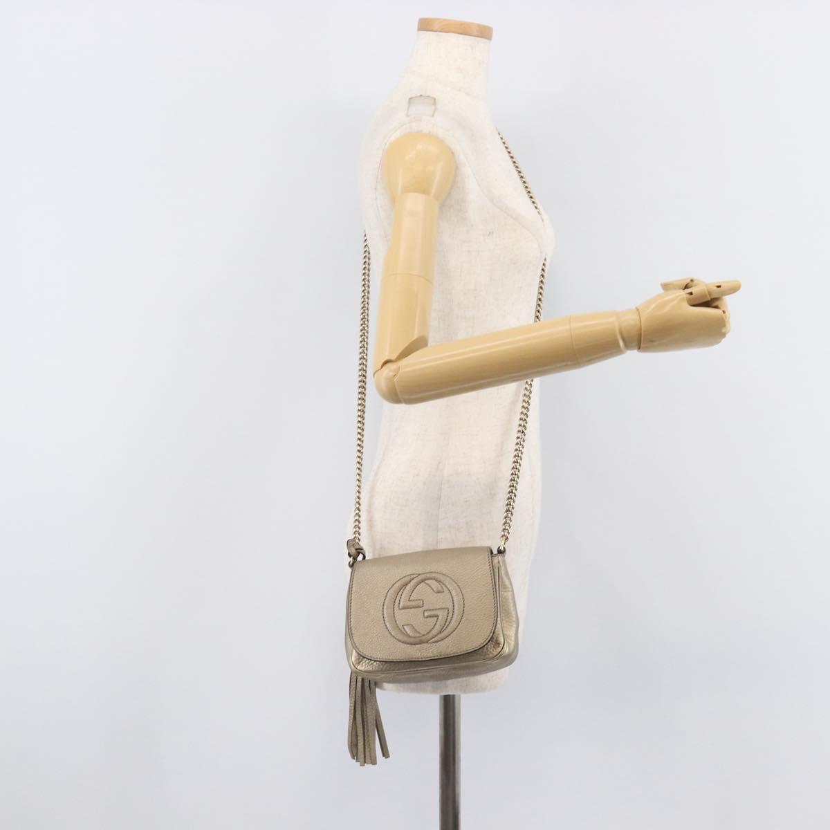 GUCCI Soho Chain Shoulder Bag Leather Gold 323190 Auth 206523A