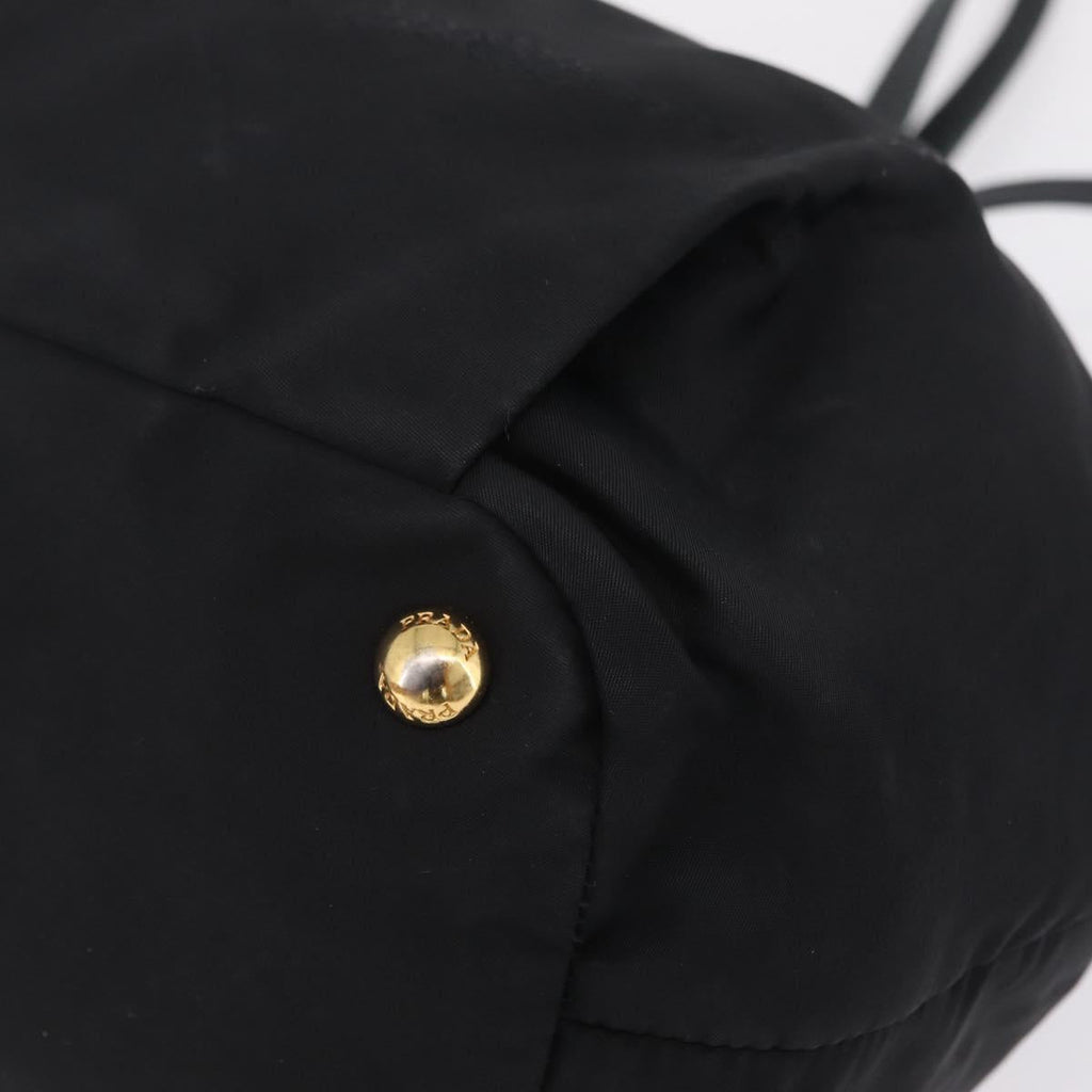PRADA Tote Bag Nylon Black Gold Auth 206537