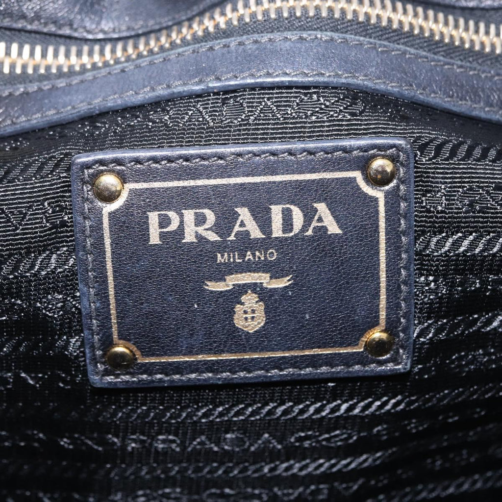 PRADA Tote Bag Nylon Black Gold Auth 206537