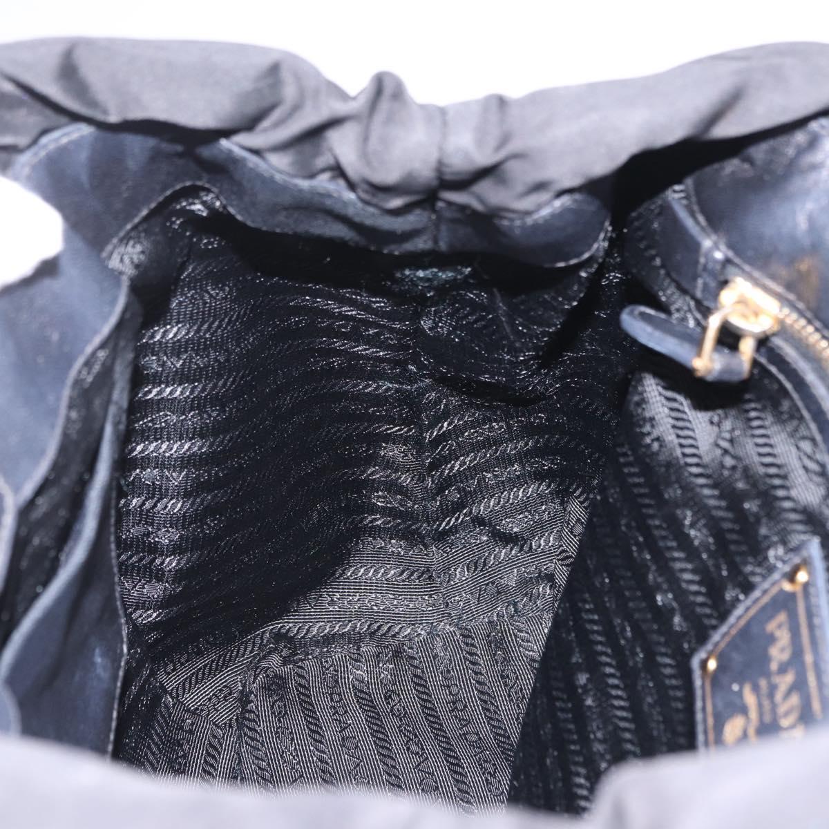 PRADA Tote Bag Nylon Black Gold Auth 206537