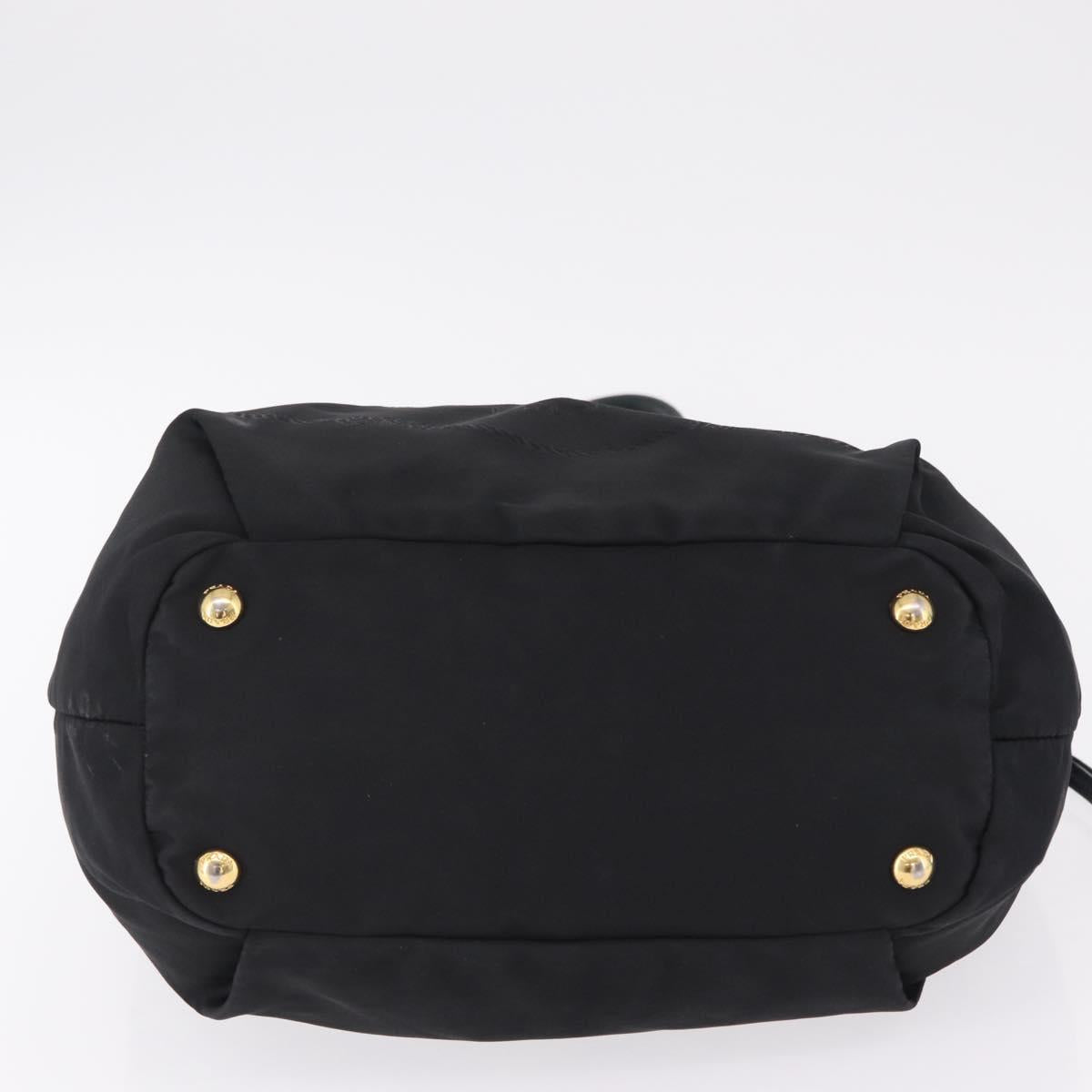 PRADA Tote Bag Nylon Black Gold Auth 206537