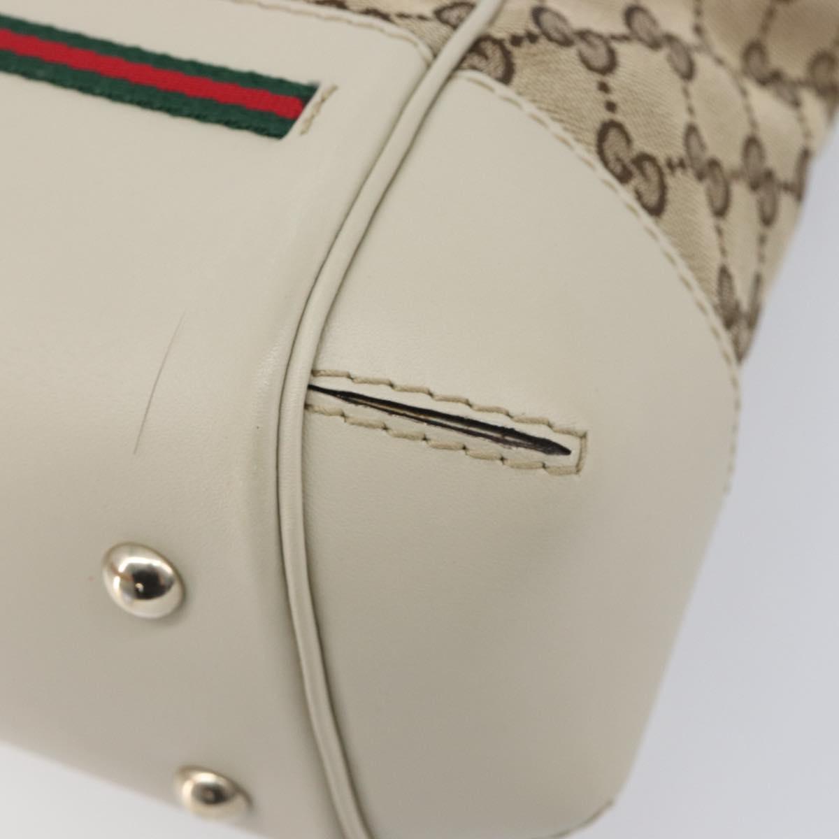 GUCCI GG Canvas Web Sherry Line Hand Bag Beige Gold 269894 Auth 206539A