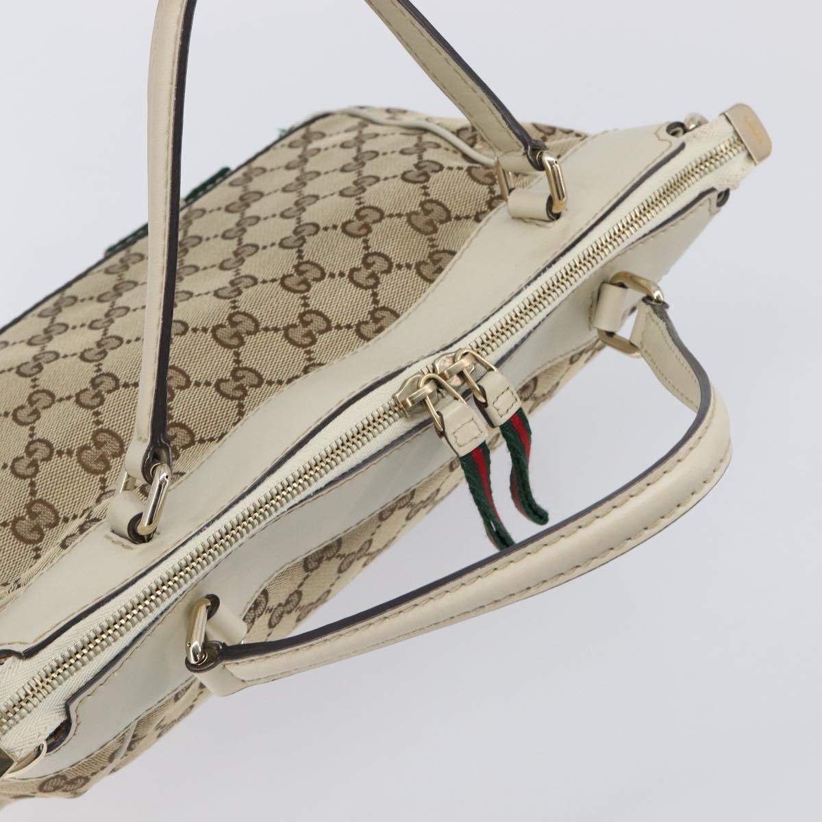 GUCCI GG Canvas Web Sherry Line Hand Bag Beige Gold 269894 Auth 206539A