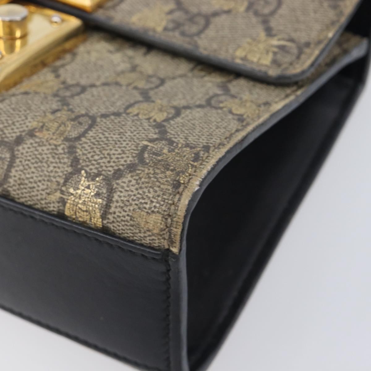 GUCCI GG Supreme Padlock Chain Shoulder Bag PVC Beige Gold 409487 Auth 206567