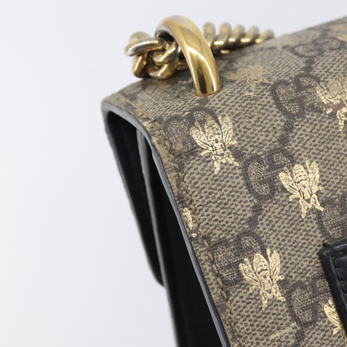 GUCCI GG Supreme Padlock Chain Shoulder Bag PVC Beige Gold 409487 Auth 206567
