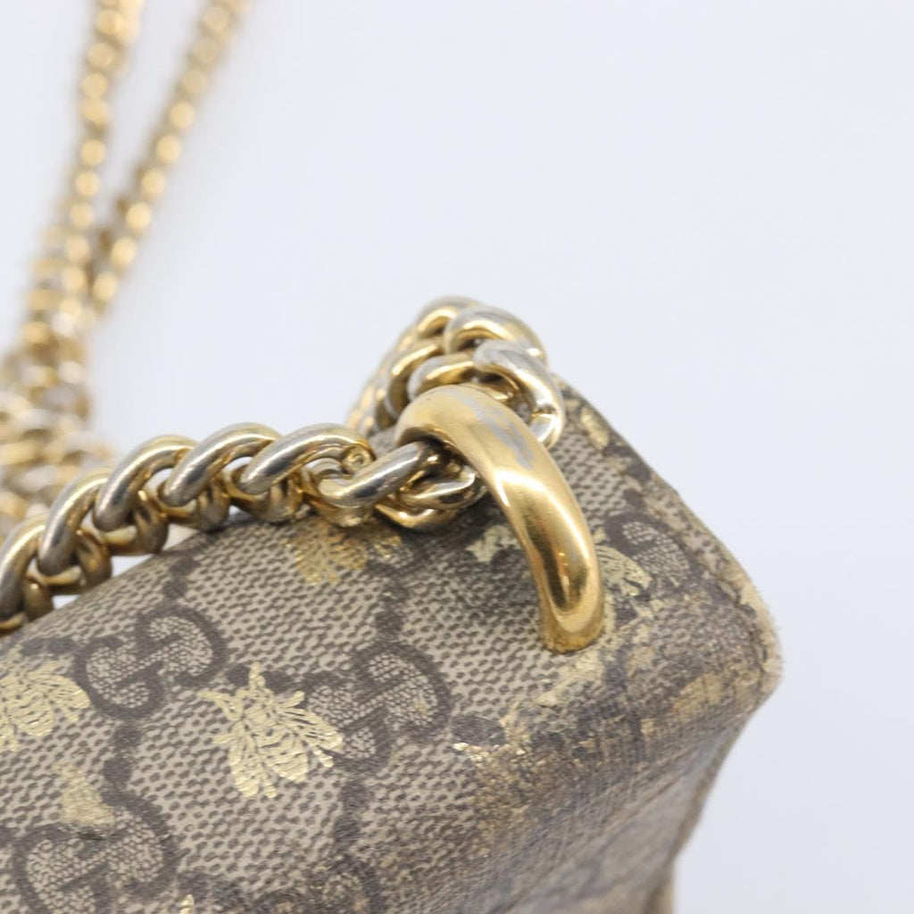 GUCCI GG Supreme Padlock Chain Shoulder Bag PVC Beige Gold 409487 Auth 206567