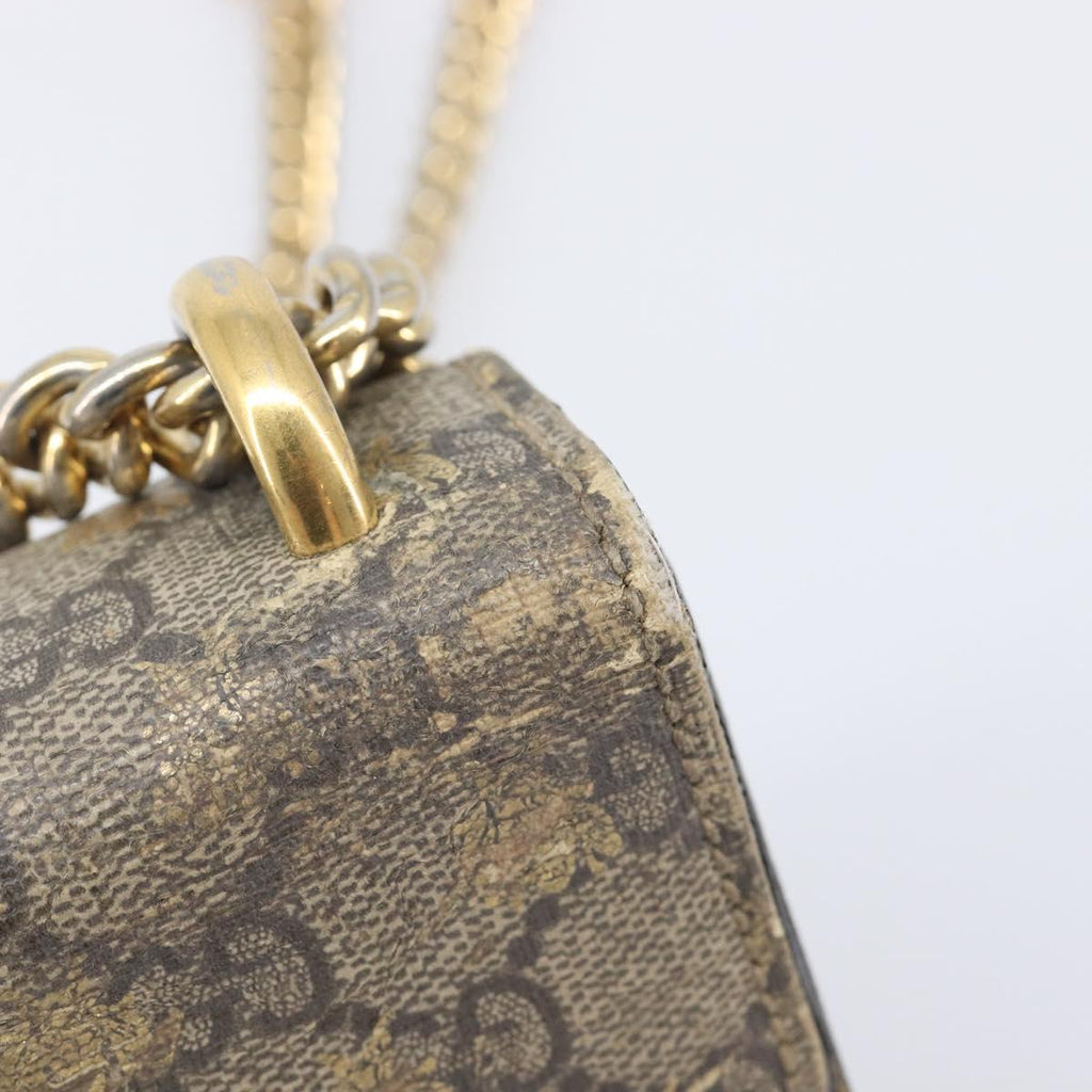 GUCCI GG Supreme Padlock Chain Shoulder Bag PVC Beige Gold 409487 Auth 206567
