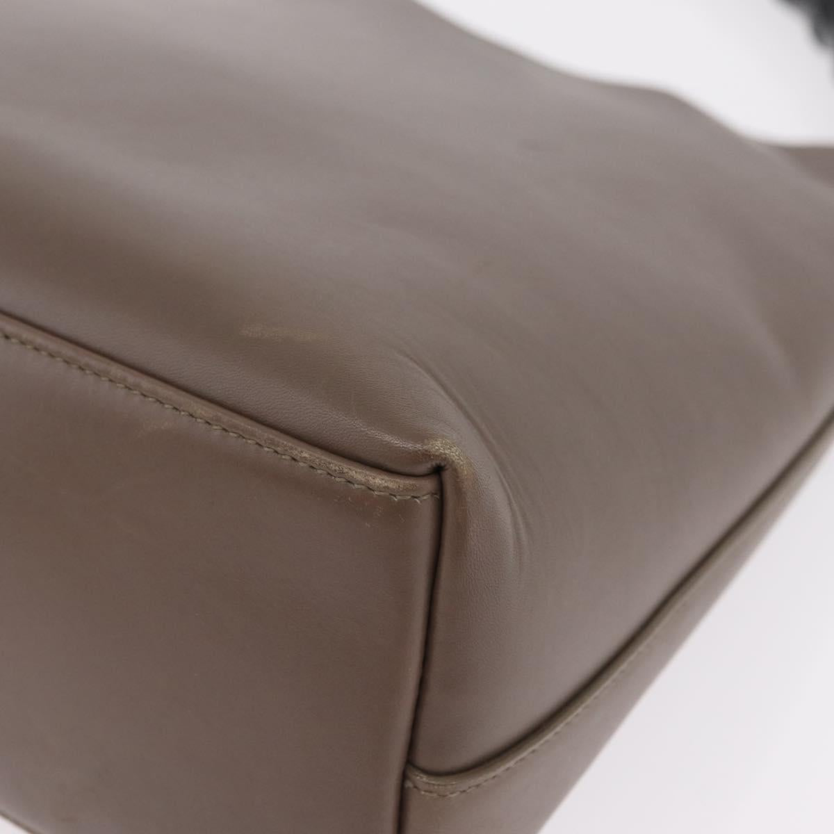 GUCCI Bamboo Hand Bag Leather Gray Gold Tone 001 2058 Auth 206638
